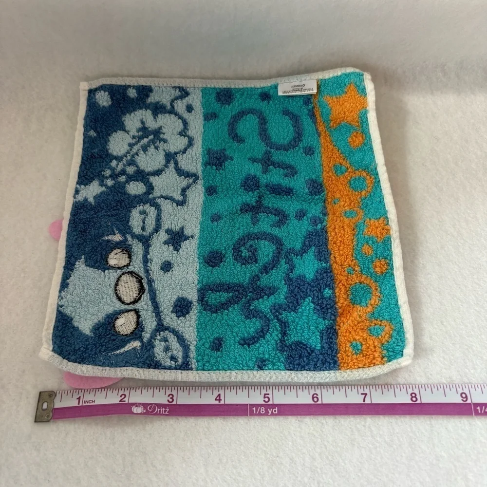 Set of 2 STITCH Small Hand Towels White Blue Disney Japan Floral Print